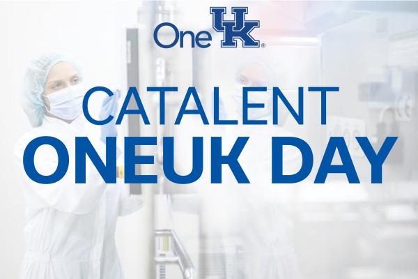 Image of researcher in a lab with Catalent OneUK Day text over it 